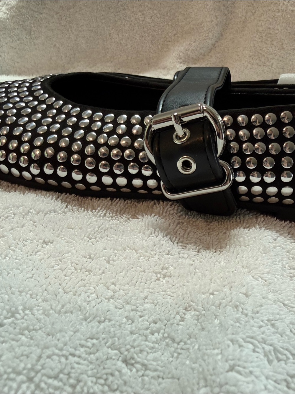 Black Studded Mary Jane Flats with Buckle Strap. Bundle shoes for deep discounts - Picture 6 of 8